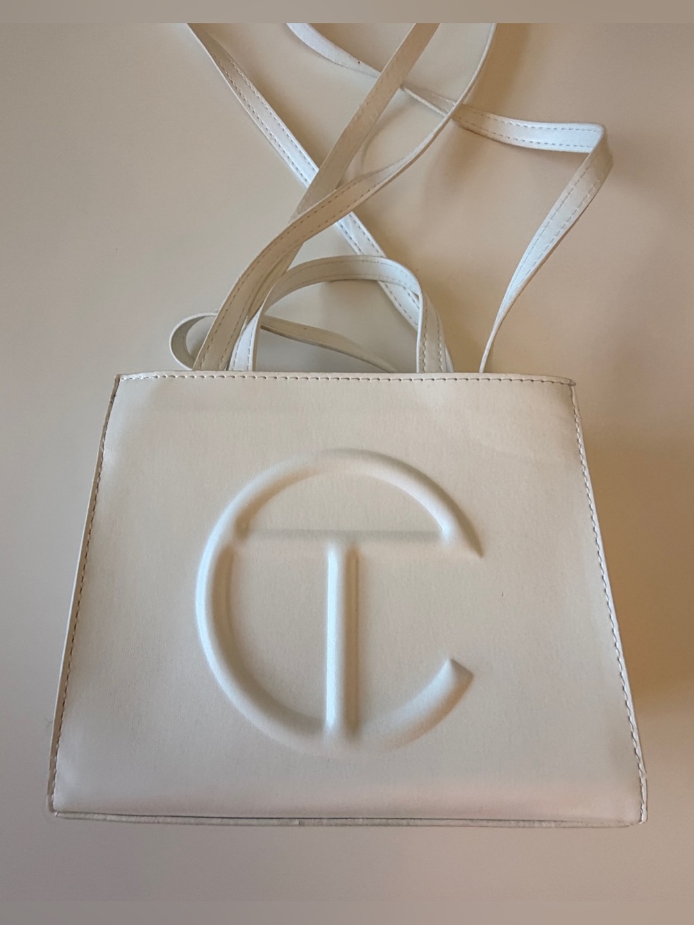 Telfar White Embossed Logo Mini Crossbody